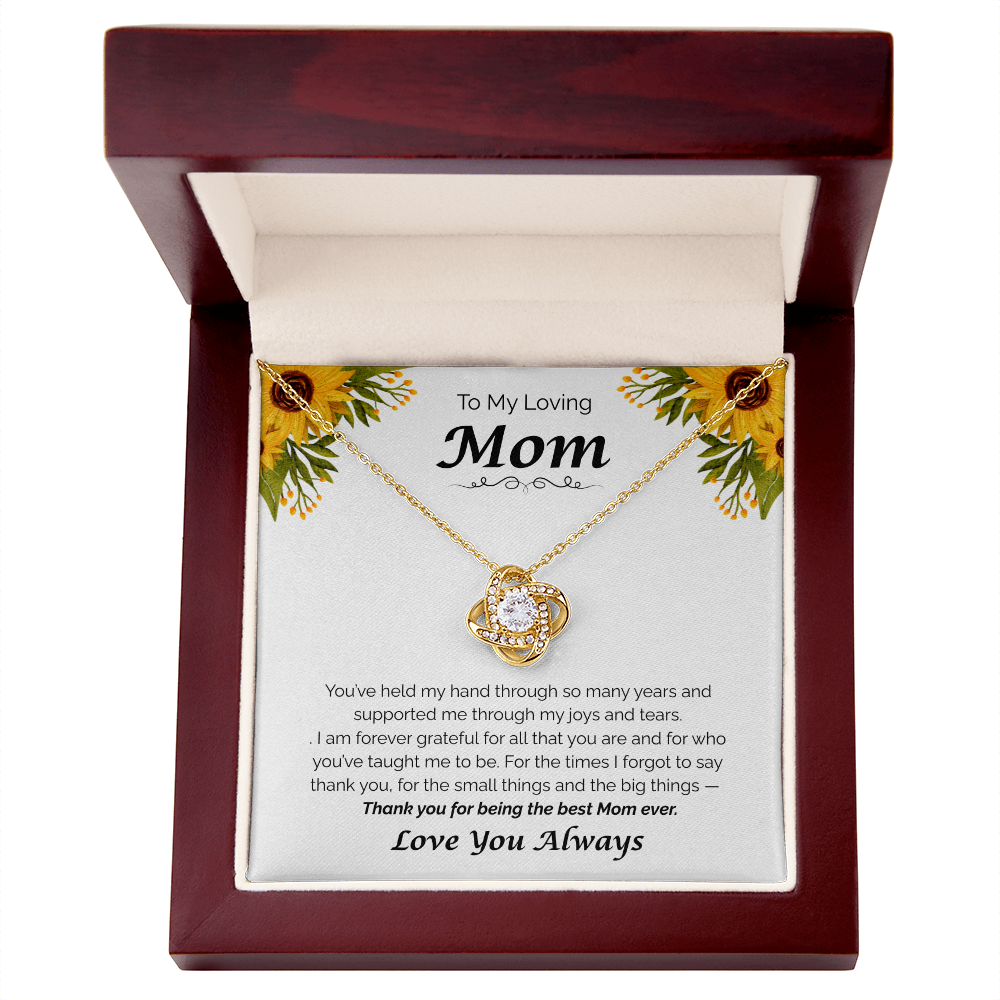 To My Loving Mom — Thank You for Everything, Love Knot Necklace