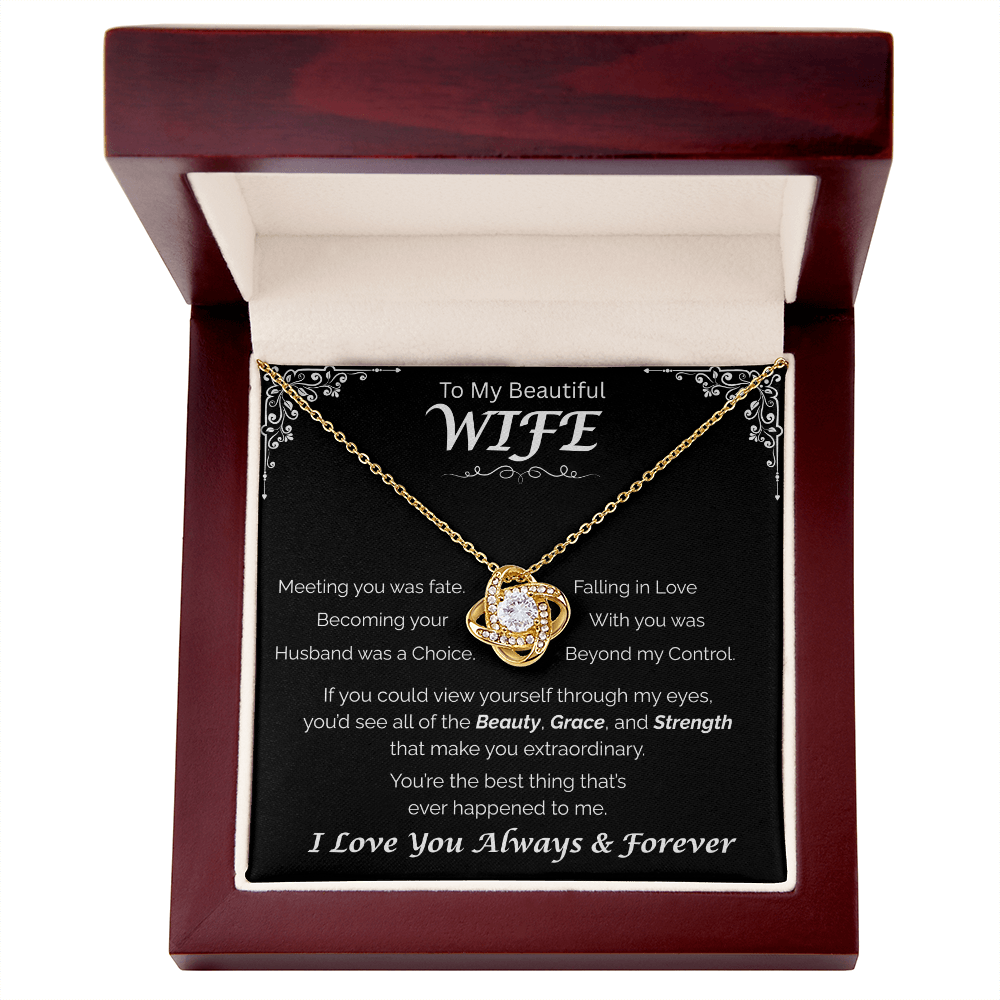 To My Beautiful Wife —Fate Led Me To You, Love Knot Necklace