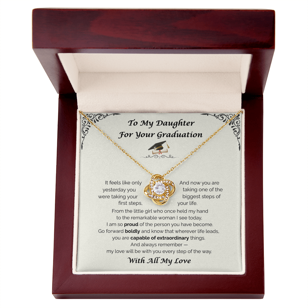 To My Daughter, For Your Graduation — From Little Steps to Big Dreams, Love Knot Necklace