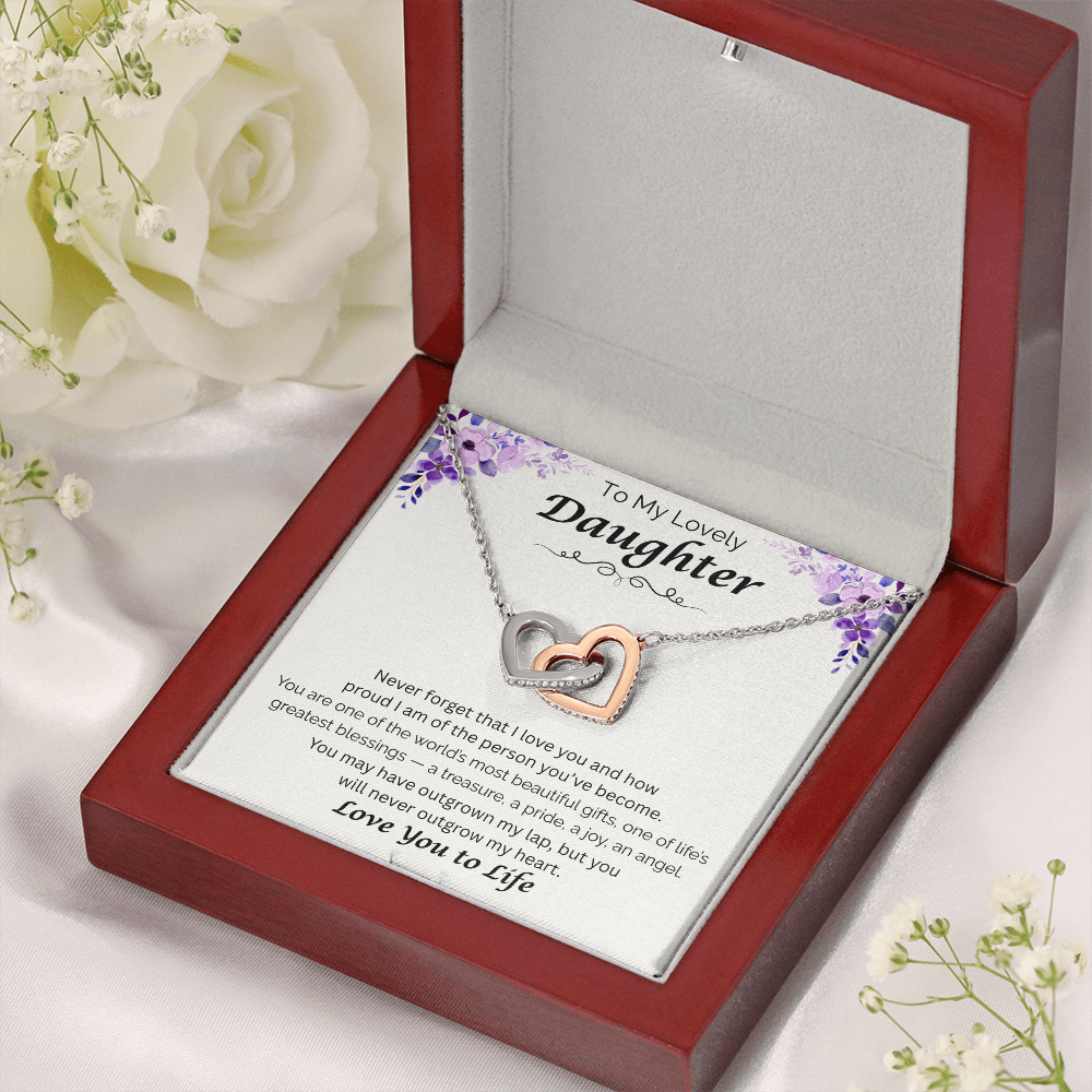 To My Lovely Daughter  — My Greatest Blessing, Interlocking Love Necklace
