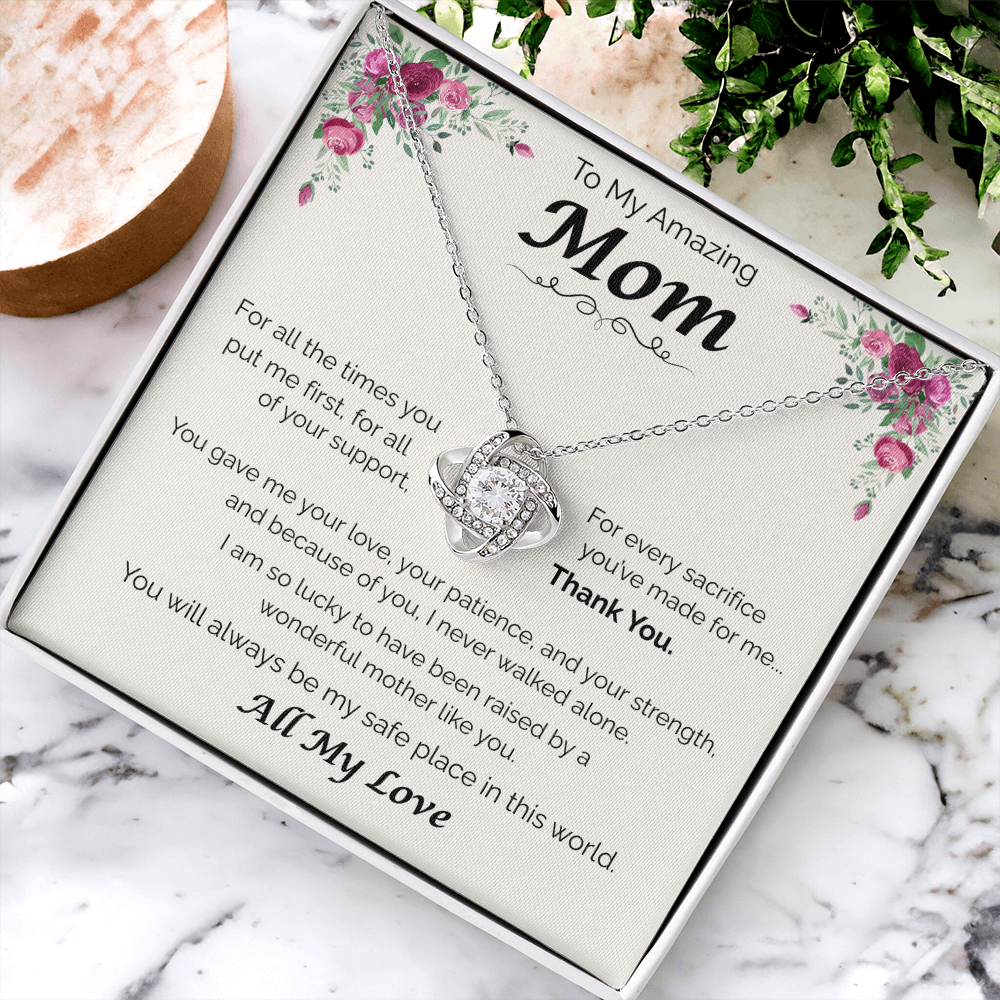 To My Amazing Mom — All the Love You've Given, Love Knot Necklace