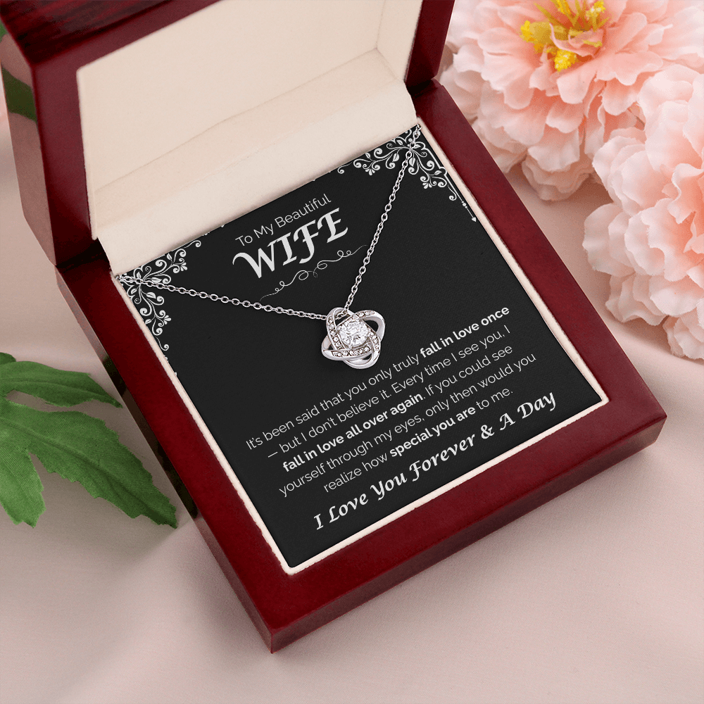 To My Beautiful Wife — Love You All Over Again, Love Knot Necklace