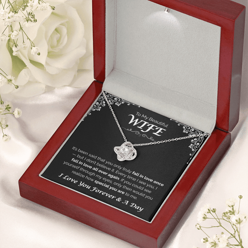 To My Beautiful Wife — Love You All Over Again, Love Knot Necklace