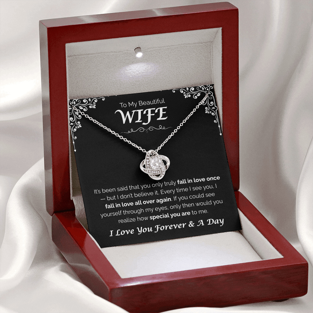 To My Beautiful Wife — Love You All Over Again, Love Knot Necklace