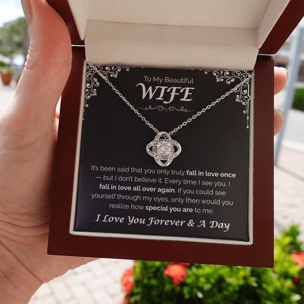 To My Beautiful Wife — Love You All Over Again, Love Knot Necklace