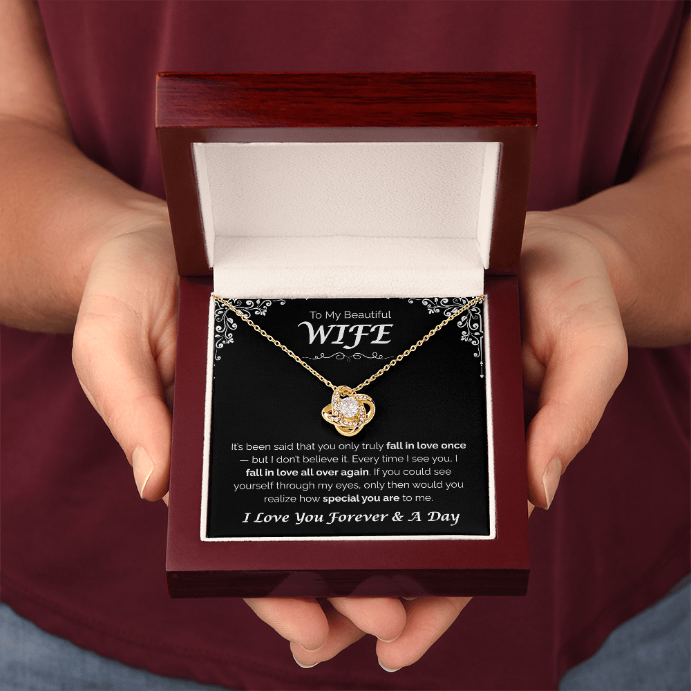 To My Beautiful Wife — Love You All Over Again, Love Knot Necklace