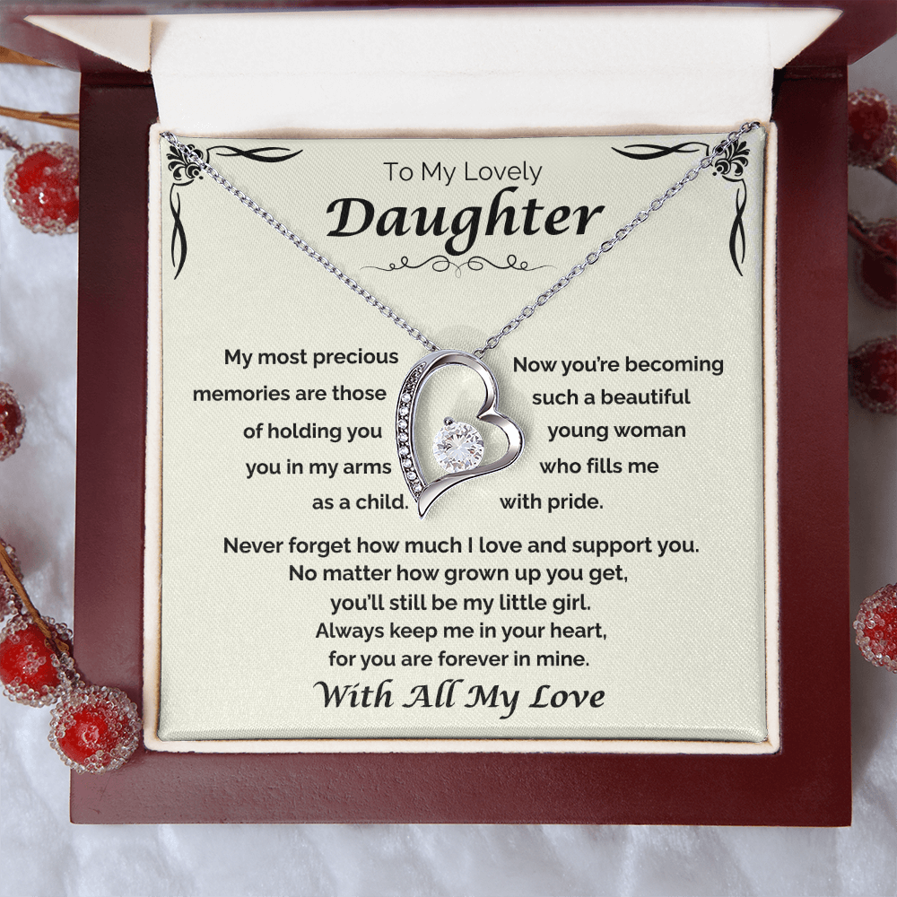 To My Lovely Daughter — Still My Little Girl, Forever Love Necklace