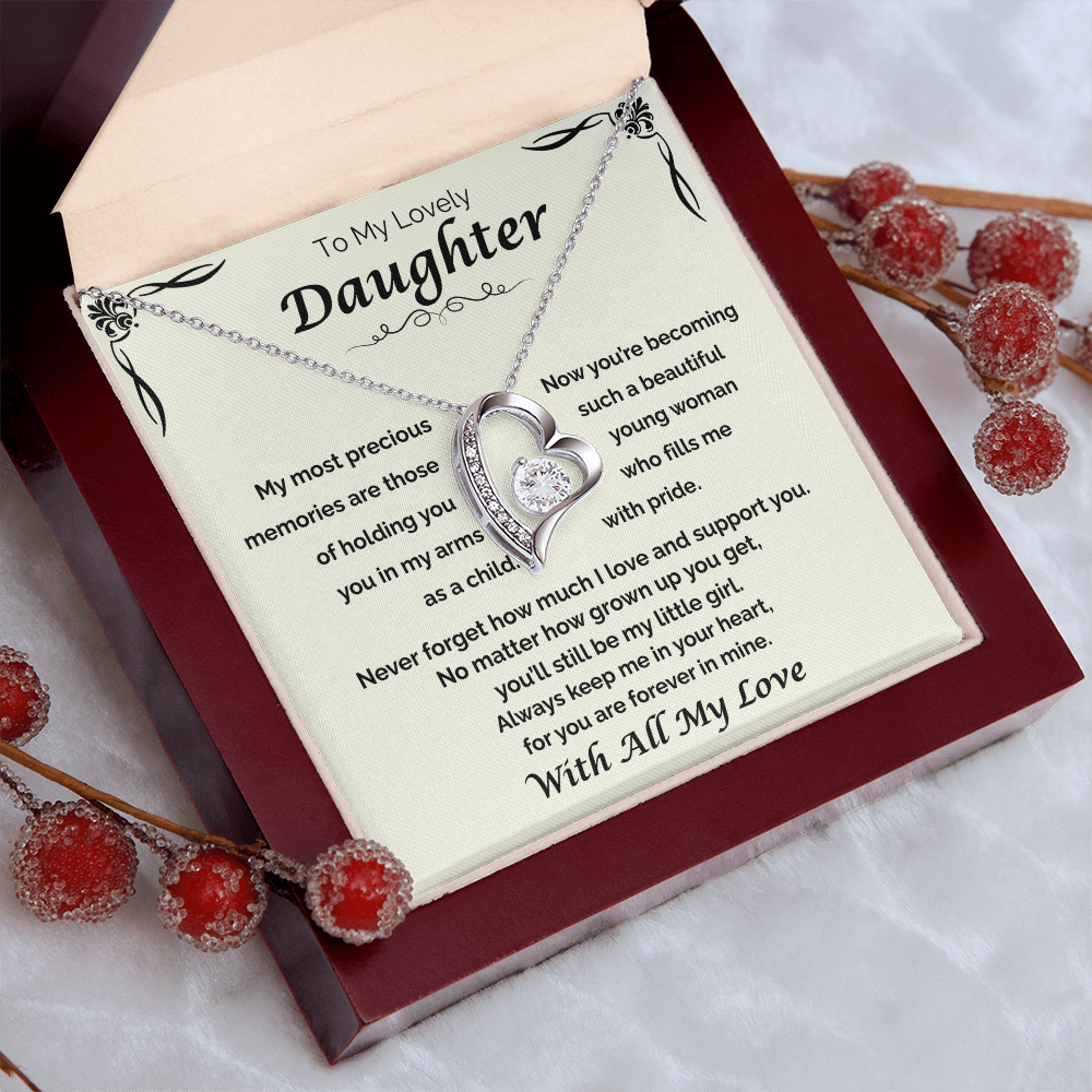 To My Lovely Daughter — Still My Little Girl, Forever Love Necklace