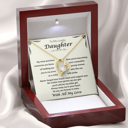 To My Lovely Daughter — Still My Little Girl, Forever Love Necklace