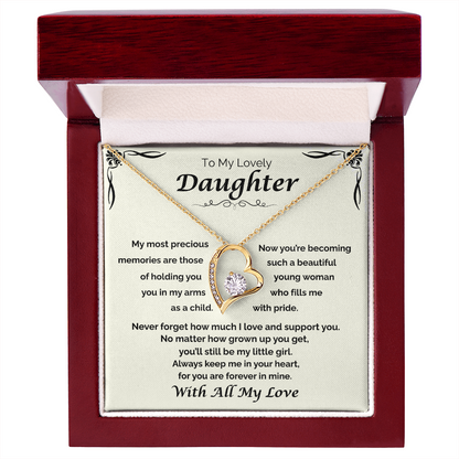 To My Lovely Daughter — Still My Little Girl, Forever Love Necklace