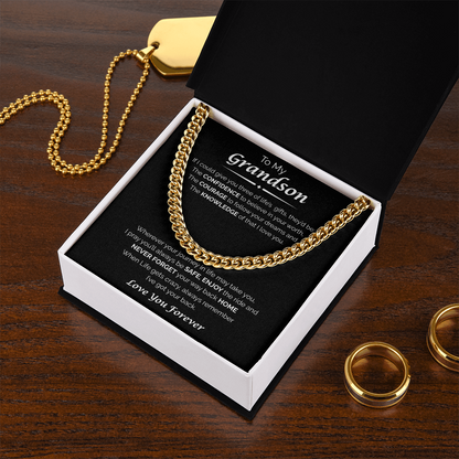 To My Grandson — I've Got Your Back, Cuban Chain Necklace