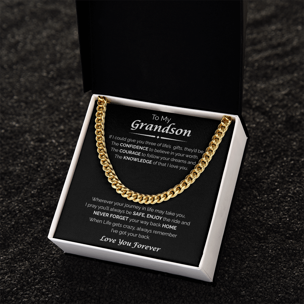 To My Grandson — I've Got Your Back, Cuban Chain Necklace