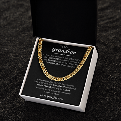 To My Grandson — I've Got Your Back, Cuban Chain Necklace