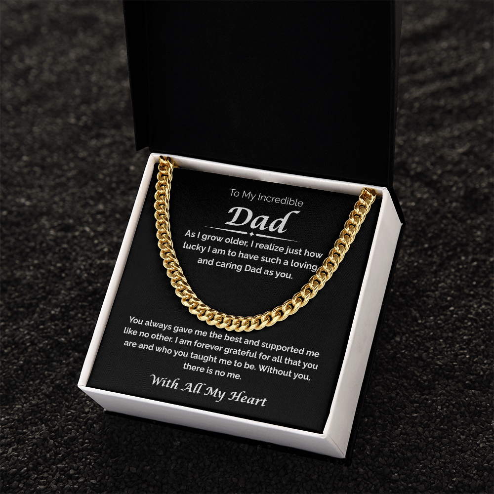To My Incredible Dad — So Lucky You're My Dad, Cuban Link Chain