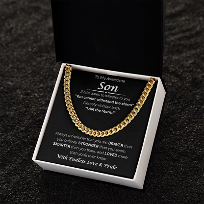 To My Awesome Son — Braver, Stronger, Smarter, Cuban Link Chain