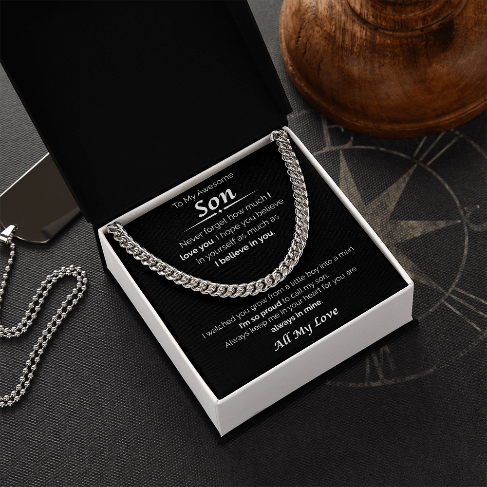 To My Awesome Son — So Proud of You, Cuban Link Chain