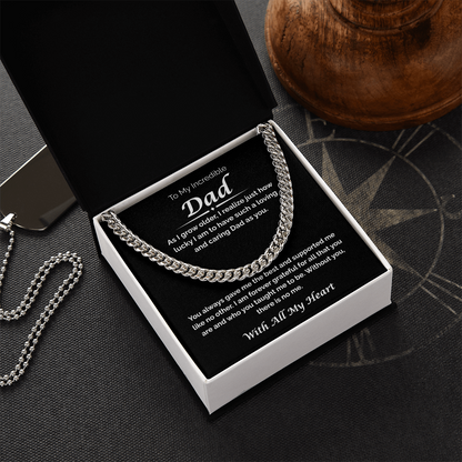 To My Incredible Dad — So Lucky You're My Dad, Cuban Link Chain