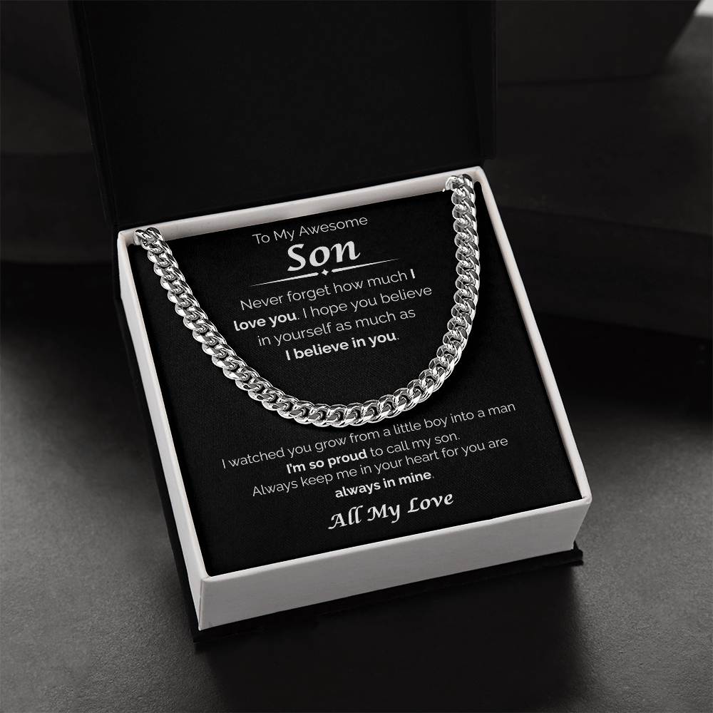 To My Awesome Son — So Proud of You, Cuban Link Chain