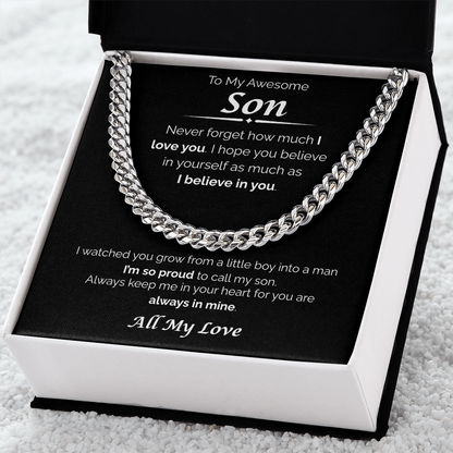To My Awesome Son — So Proud of You, Cuban Link Chain