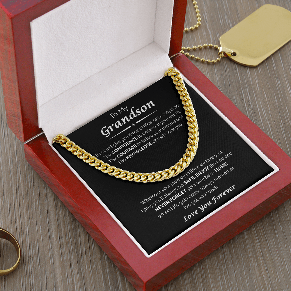 To My Grandson — I've Got Your Back, Cuban Chain Necklace