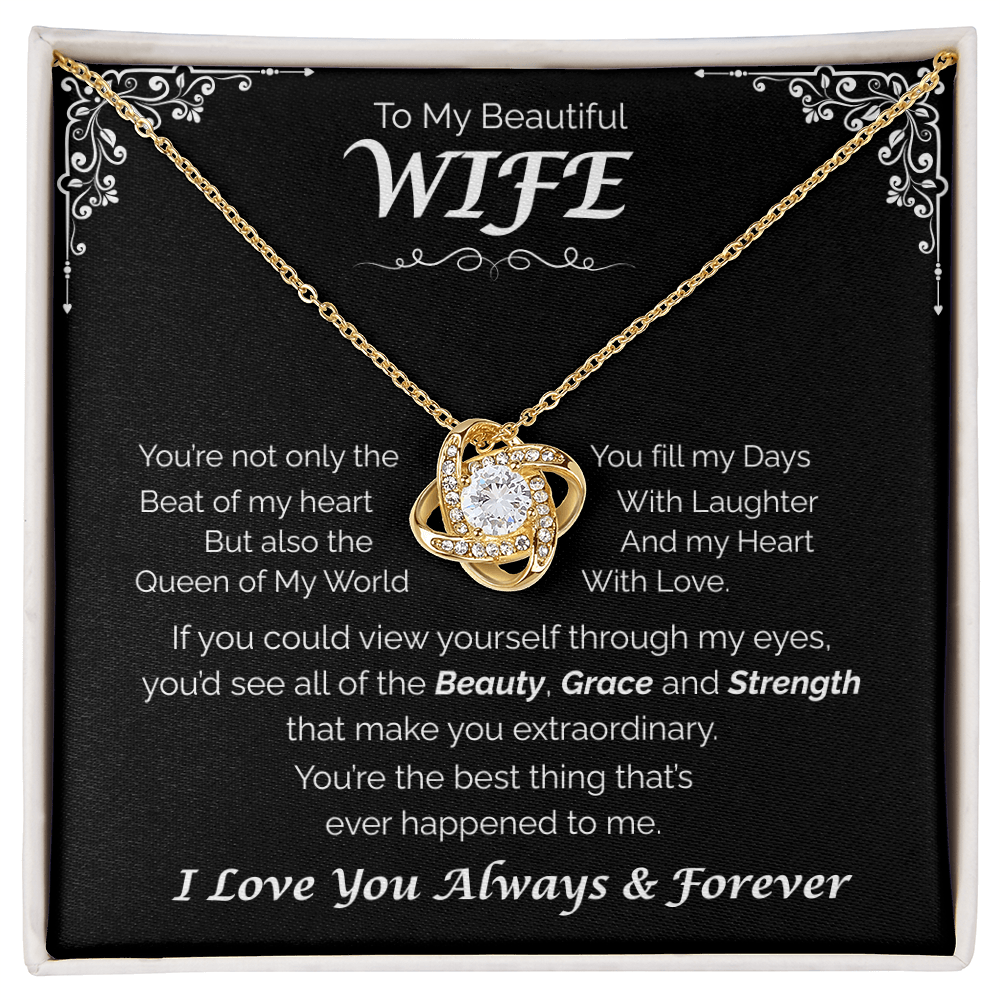 To My Beautiful Wife — Fill My Heart with Love, Love Knot Necklace