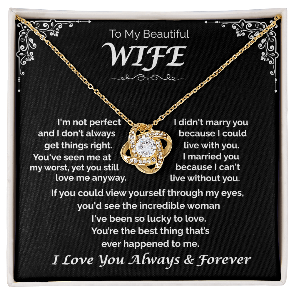 To My Beautiful Wife —Lucky to Love You, Love Knot Necklace