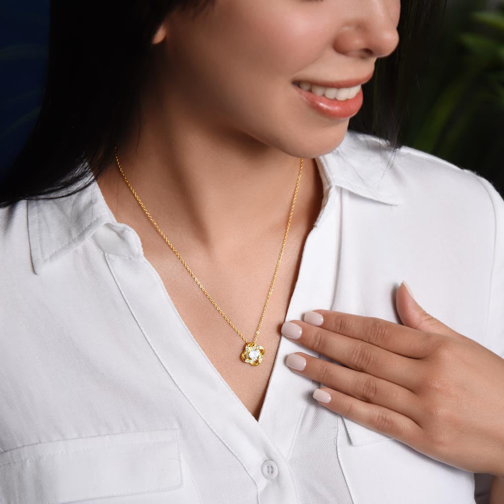 To My Beautiful Wife —Lucky to Love You, Love Knot Necklace
