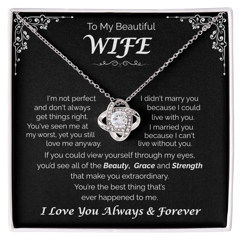 To My Beautiful Wife —You're So Amazing, Love Knot Necklace