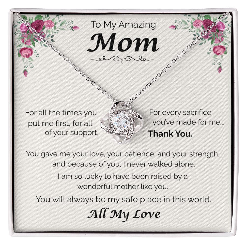 To My Amazing Mom — All the Love You've Given, Love Knot Necklace