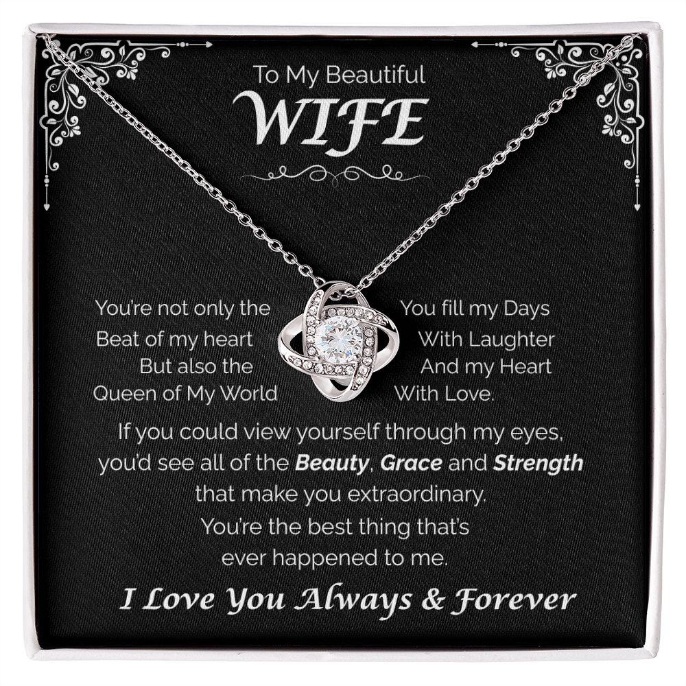 To My Beautiful Wife — Fill My Heart with Love, Love Knot Necklace