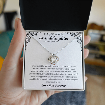 To My Wonderful Granddaughter — For the Rest of My Life, Love Knot Necklace