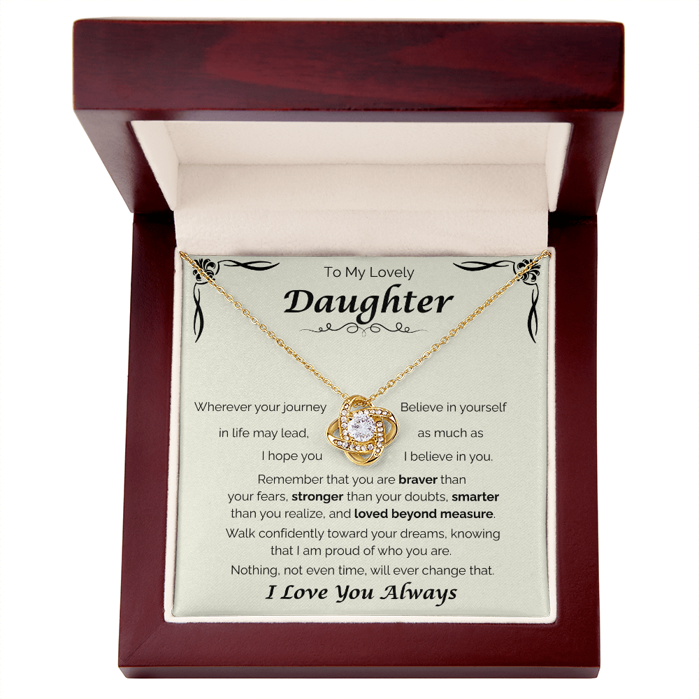 To My Lovely Daughter — Loved Beyond Measure, Love Knot Necklace
