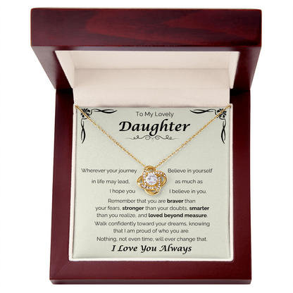 To My Lovely Daughter — Loved Beyond Measure, Love Knot Necklace