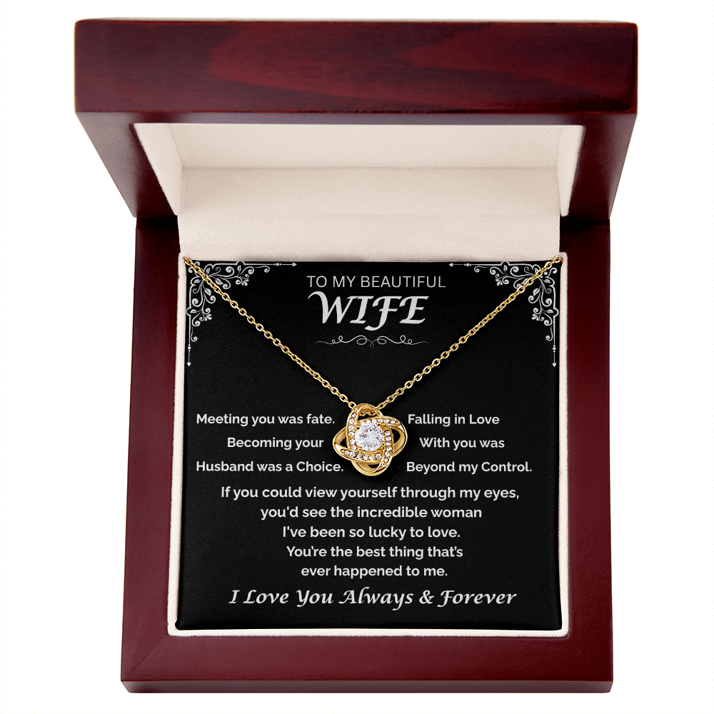 To My Beautiful Wife —Destined to Love You, Love Knot Necklace