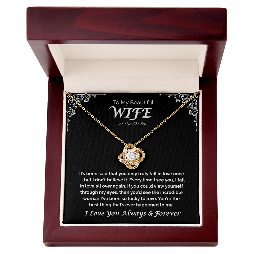 To My Beautiful Wife, My Love—Again and Again, Love Knot Necklace