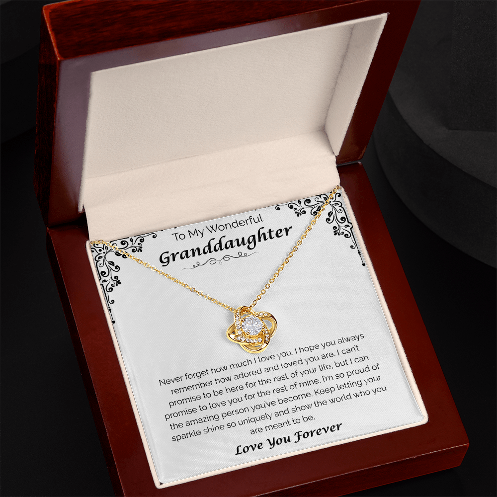 To My Wonderful Granddaughter — For the Rest of My Life, Love Knot Necklace