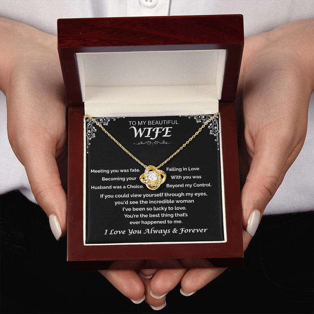 To My Beautiful Wife —Destined to Love You, Love Knot Necklace