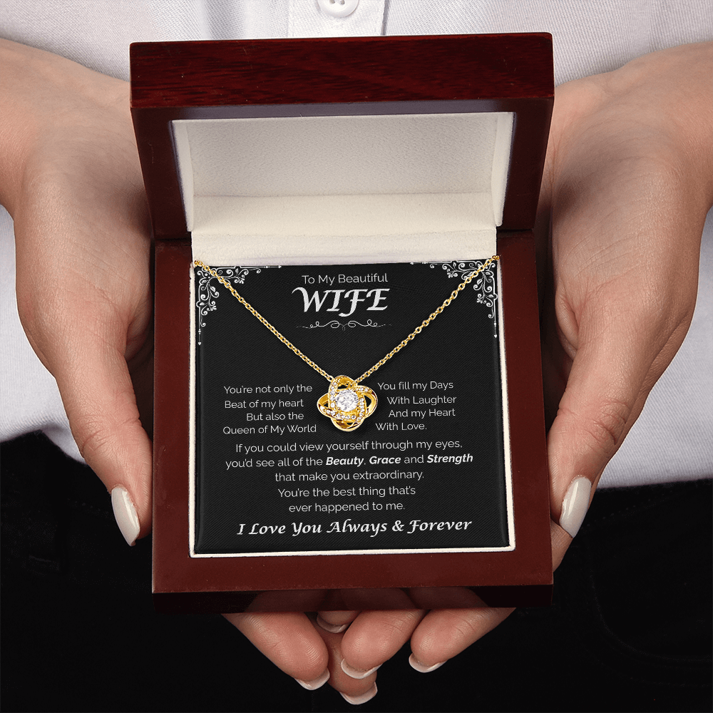 To My Beautiful Wife — Fill My Heart with Love, Love Knot Necklace