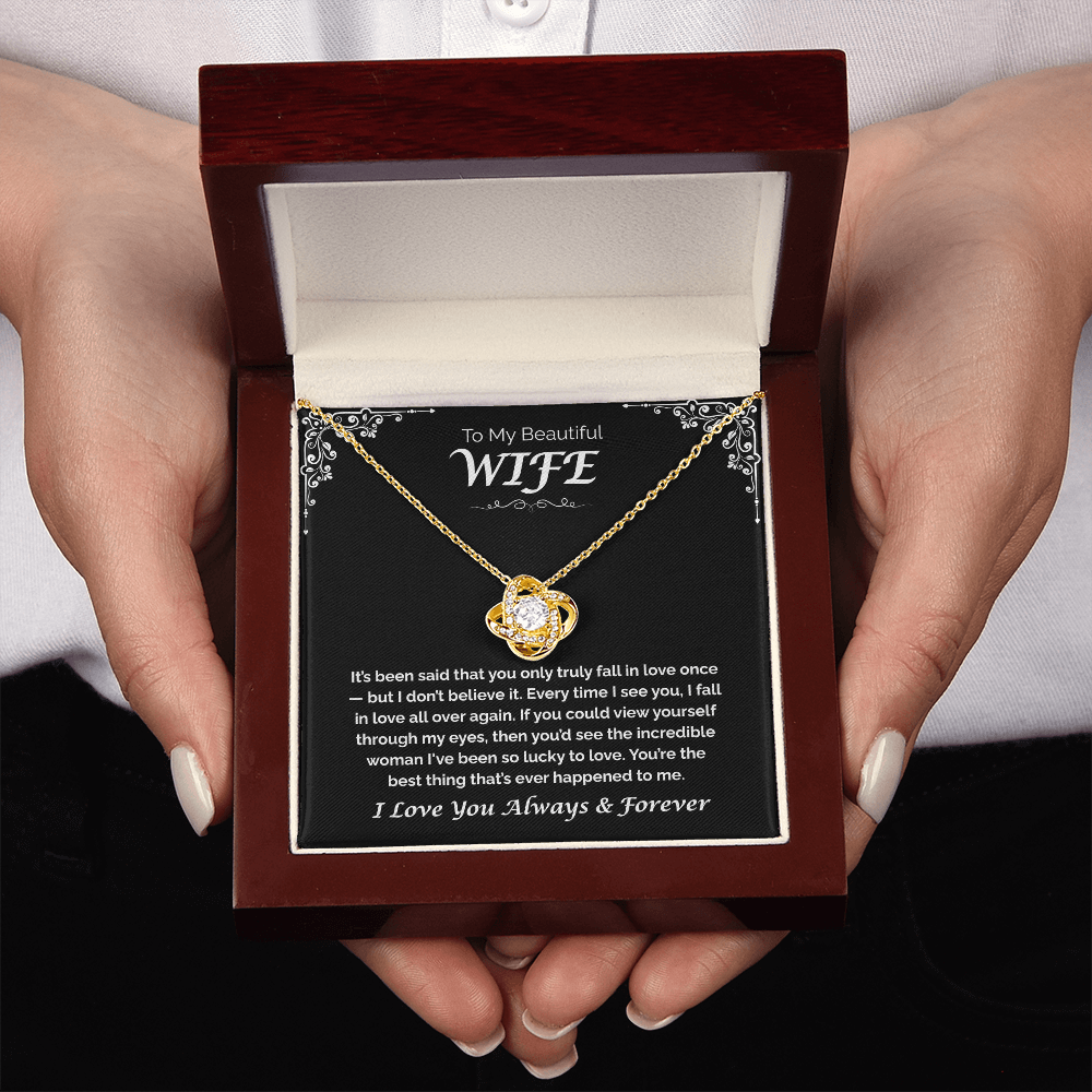 To My Beautiful Wife, My Love—Again and Again, Love Knot Necklace