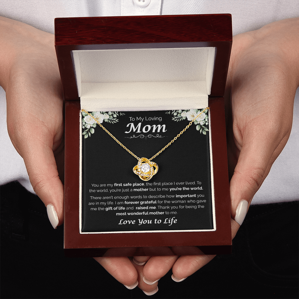To My Loving Mom, My First Home, Love Knot Necklace