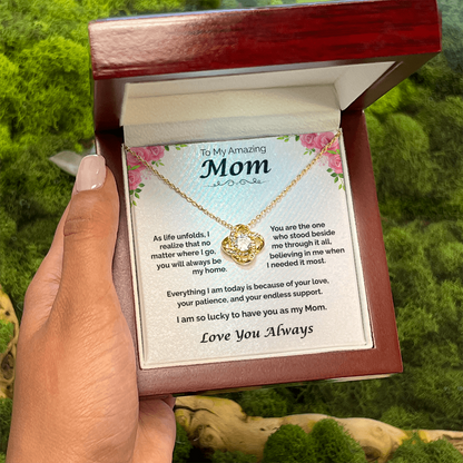 To My Amazing Mom — You Will Always Be My Home, Love Knot Necklace