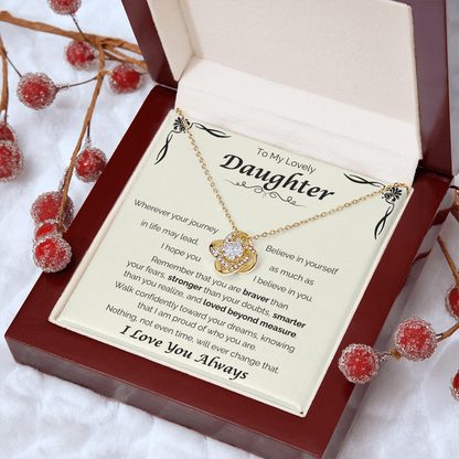 To My Lovely Daughter — Loved Beyond Measure, Love Knot Necklace