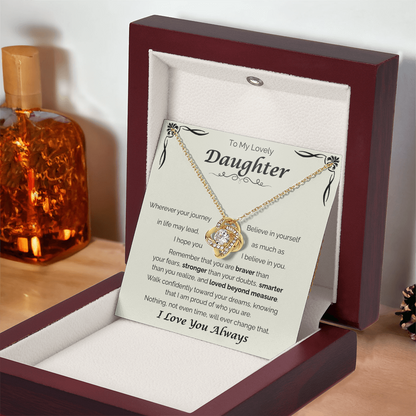 To My Lovely Daughter — Loved Beyond Measure, Love Knot Necklace