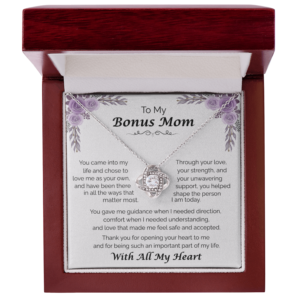 To My Bonus Mom — You Chose to Love Me, Love Knot Necklace