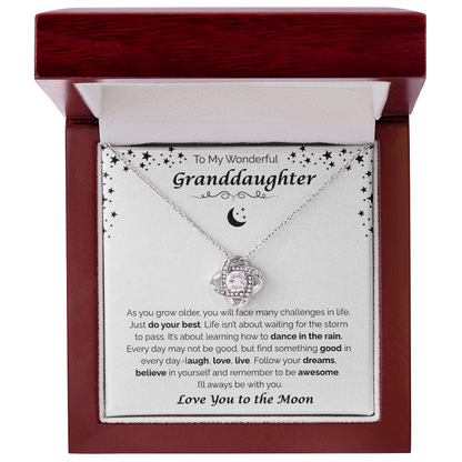 To My Wonderful Granddaughter — Always With You, Love Knot Necklace