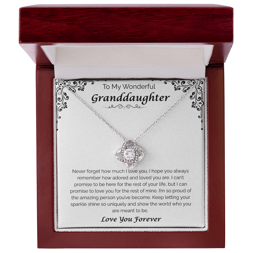 To My Wonderful Granddaughter — For the Rest of My Life, Love Knot Necklace