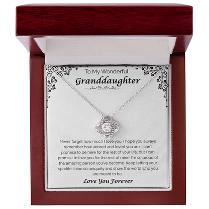 To My Wonderful Granddaughter — For the Rest of My Life, Love Knot Necklace