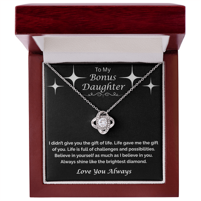 To My Bonus Daughter — Always Shine Bright, Love Knot Necklace