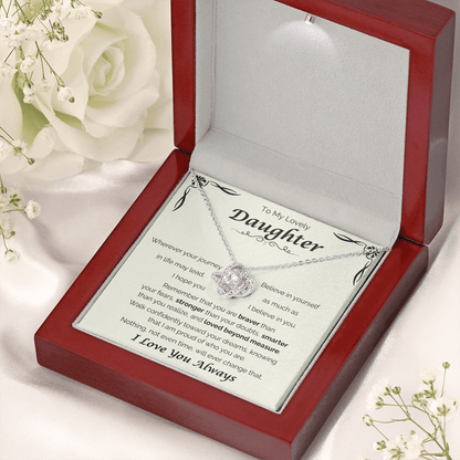 To My Lovely Daughter — Loved Beyond Measure, Love Knot Necklace