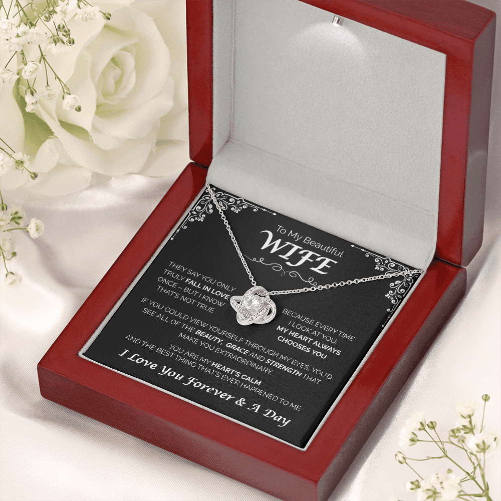 To My Beautiful Wife - My Heart Always Chooses You, Love Knot Necklace